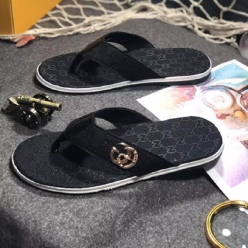 Dép tông da nam màu đen vân cá sấu nam ( đen )