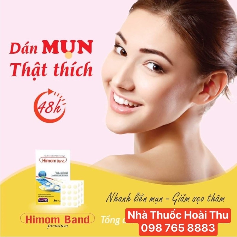 Miếng dán mụn Lô hội HiMom band premium (Hộp 3 vỉ* 12 miếng tròn)