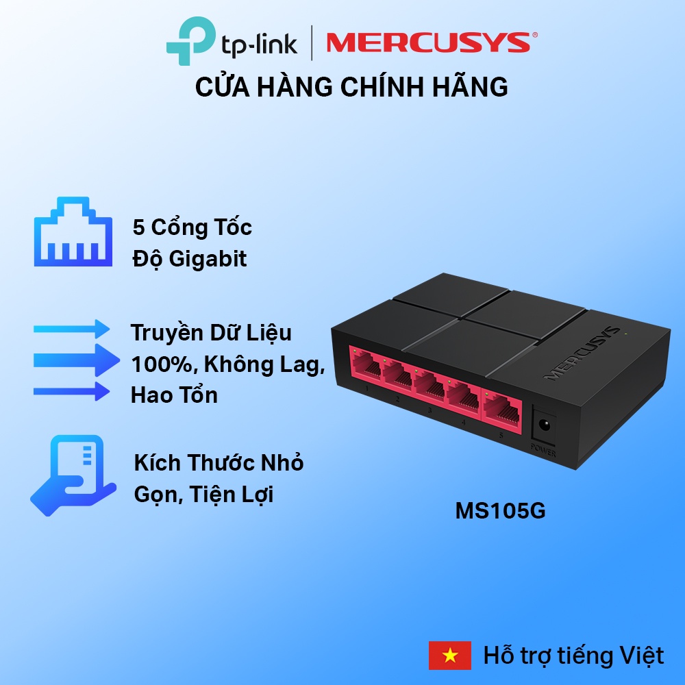 [Hỏa Tốc] Bộ Chia Tín Hiệu Để Bàn Mercusys MS105G 5 Cổng Switch Port 10/100/1000 Mbps