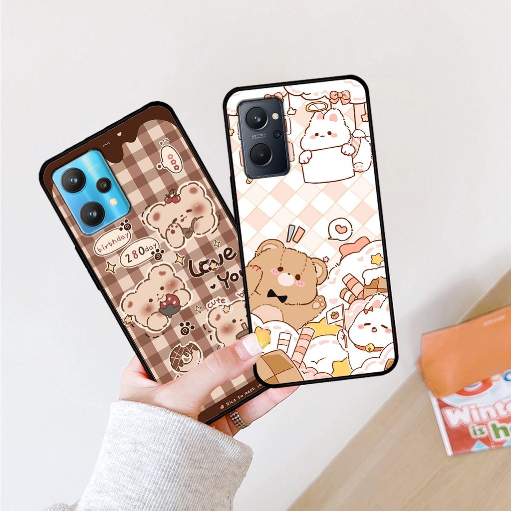 Ốp lưng Realme 9 4G - Realme 9i - Realme 9 Pro in hình caro gấu thỏ dễ thương