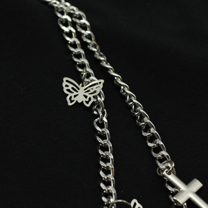 King Gothic Punk Dây Xích Đeo Thắt Lưng Quần Jean Có Mặt Hình Bướm Chéo Phong Cách Harajuku Đường Phố Hip Hop Đường Phố Cho Nữ