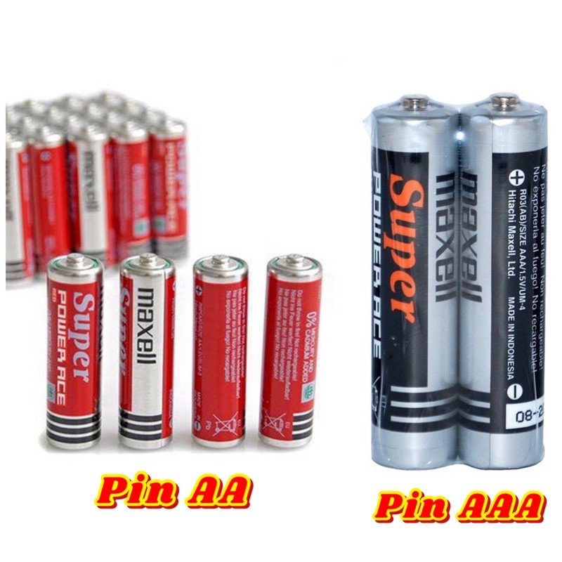 4 VIÊN PIN AA HOẶC 2 VIÊN PIN TIỂU NHỎ AAA SUPER MAXELL CHÍNH HÃNG