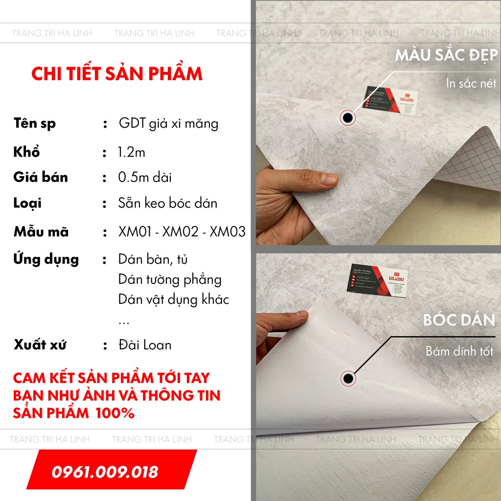 Giấy dán tường giả bê tông xi măng nhiều mẫu đẹp khổ 1.2mx0.5m