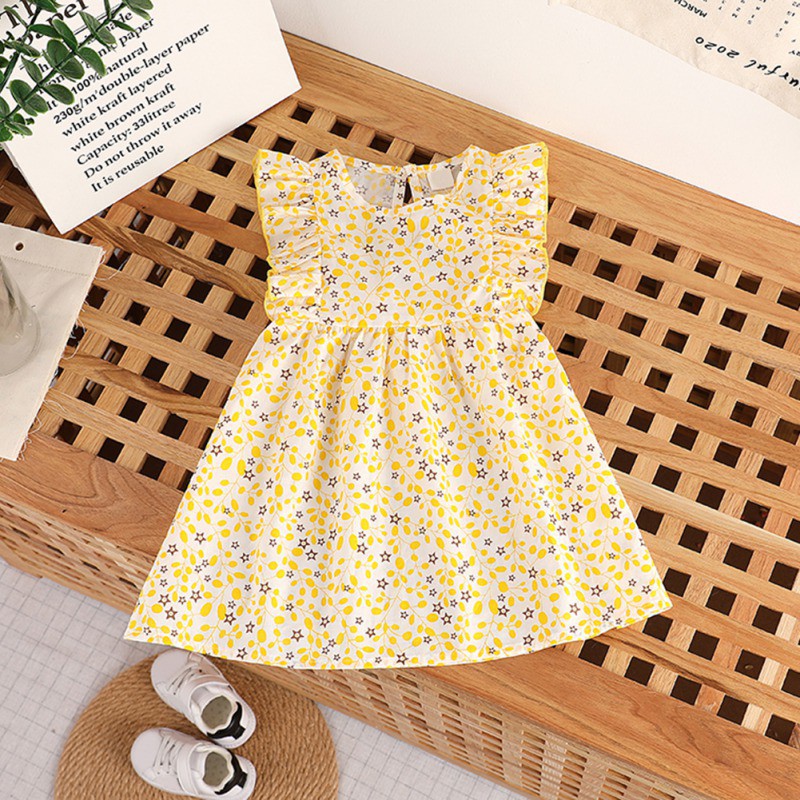 Đầm Hoa Tay Ngắn Xinh Xắn Dành Cho Bé Gái