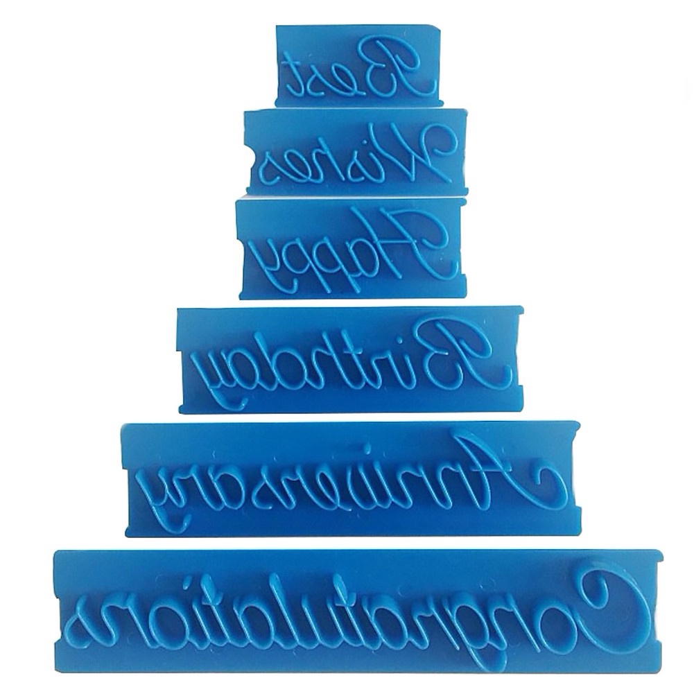 Set 6 Khuôn Chữ Viết Tay Bằng Nhựa Dùng Để Trang Trí Bánh Kem