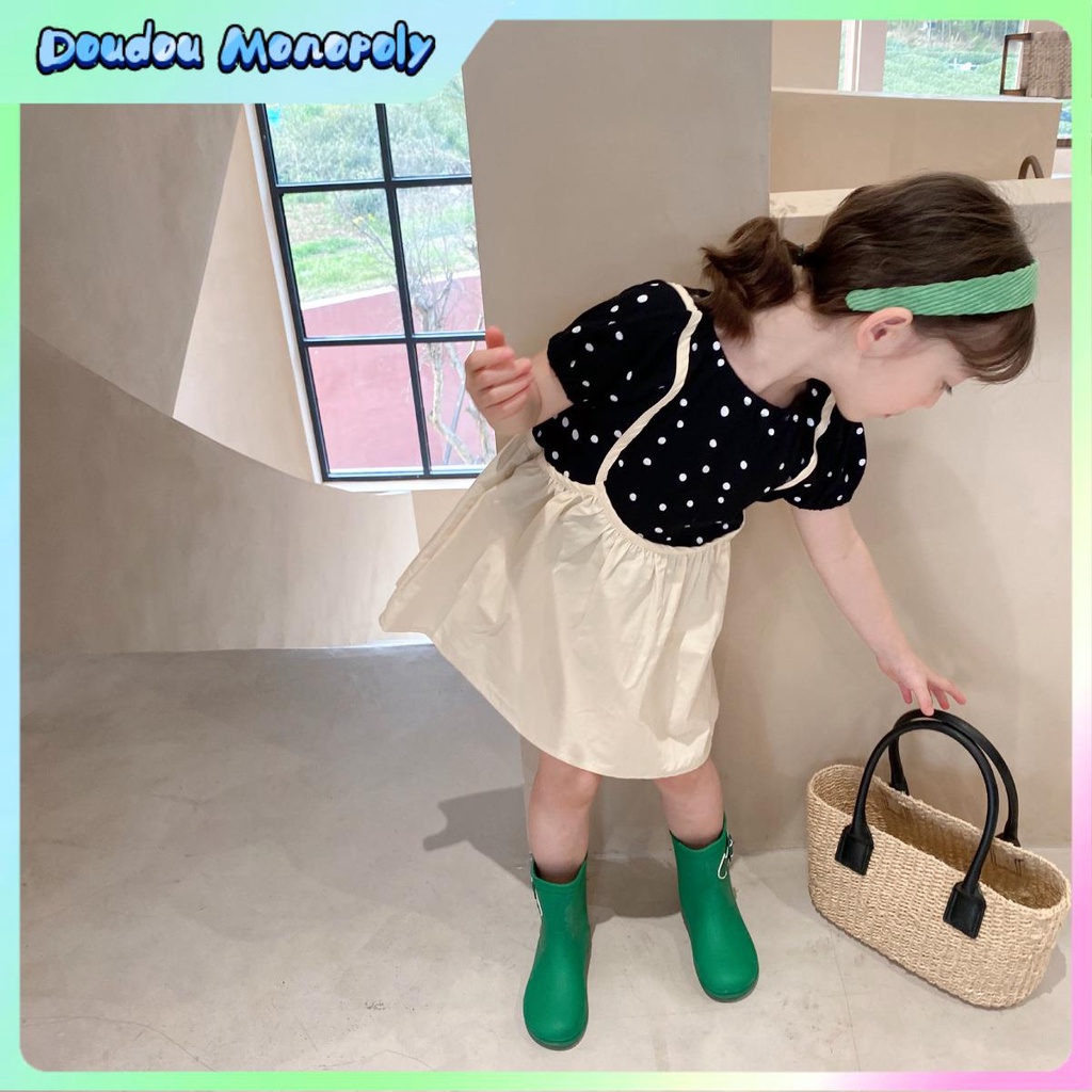 Mùa hè Của Nàng Tiên Trin gái ✰Đầm Dáng Dài Họa Tiết Chấm Bi Giả Hai Lớp Phong Cách Hàn Quốc Thời Trang Mùa Hè Mới 2021 Dành Cho Bé Gái❀