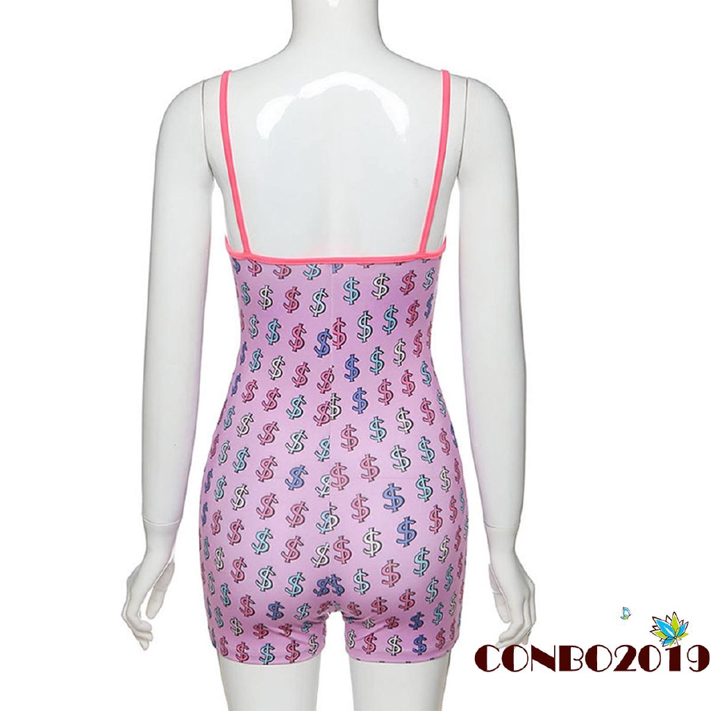 Jumpsuit Hai Dây In Họa Tiết Hoa Gợi Cảm Cho Nữ