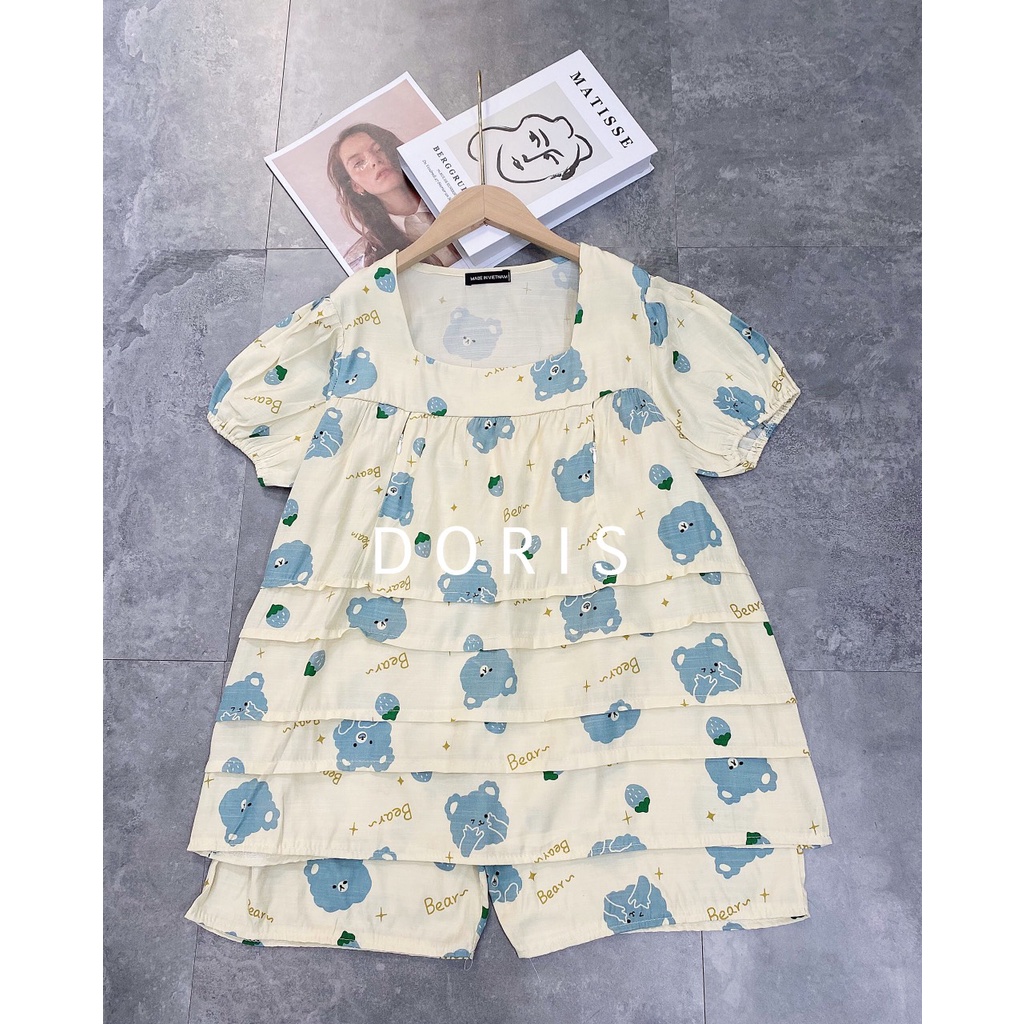 Bộ bầu lửng chất Đũi mềm 3 tầng cộc tay mùa Hè Sau Sinh cho mẹ tkutrang