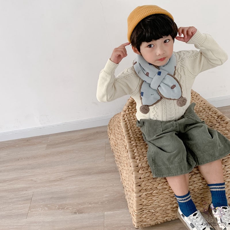 Khăn Quàng Cổ Họa Tiết Hoạt Hình Phong Cách Hàn Quốc Cho Bé