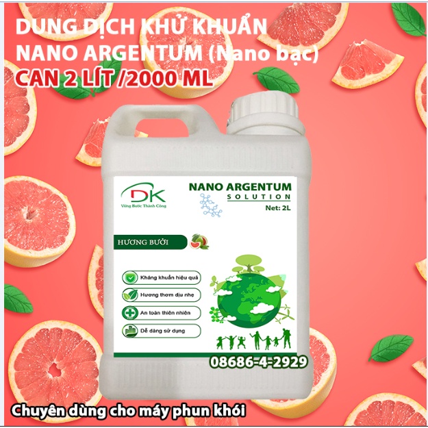 Dung dịch Nano bạc khử khuẩn khử mùi ô tô phòng ở chuyên dụng cho máy xông phun khói chính hãng ARGENTUM - Can 2LL