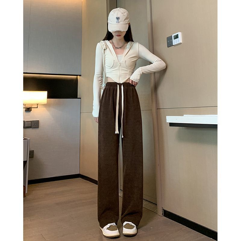 Quần Dài Vải Nhung Mỏng Ống Rộng Lưng Cao Thời Trang 2022 Mới