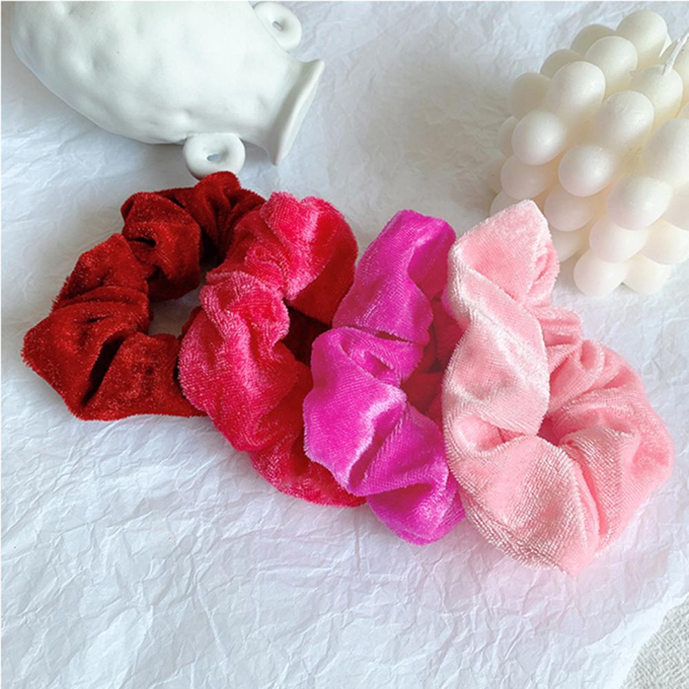 Dây Buộc Tóc Co Giãn Bằng Nhung Màu Trơn Thời Trang Cho Nữ