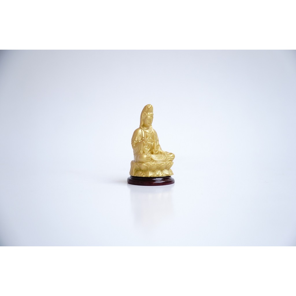 Tượng Phật Bà Quan Thế Âm Bồ Tát ngồi nhũ vàng đặt xe, bàn thờ - Cao 6cm | BigBuy360 - bigbuy360.vn