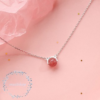 Dây chuyền bạc mèo hồng dễ thương