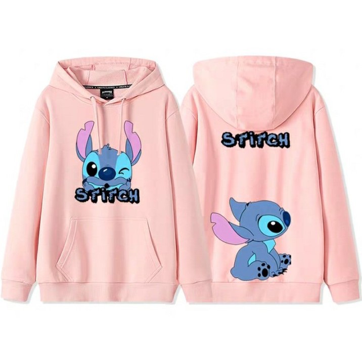 Áo hoodie họa tiết stitch thú tai dài in 2 mặt chất nỉ bông dày siêu ấm, cho các bạn đi dạo phố, hẹn hò, đi du lịch.