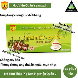 Trà Tam Thất- Xạ Đen Học viện Quân Y (hộp 20 gói)- Phòng ngừa ung thư, chống oxy hóa, tăng cường sức đề kháng-CHÍNH HÃNG