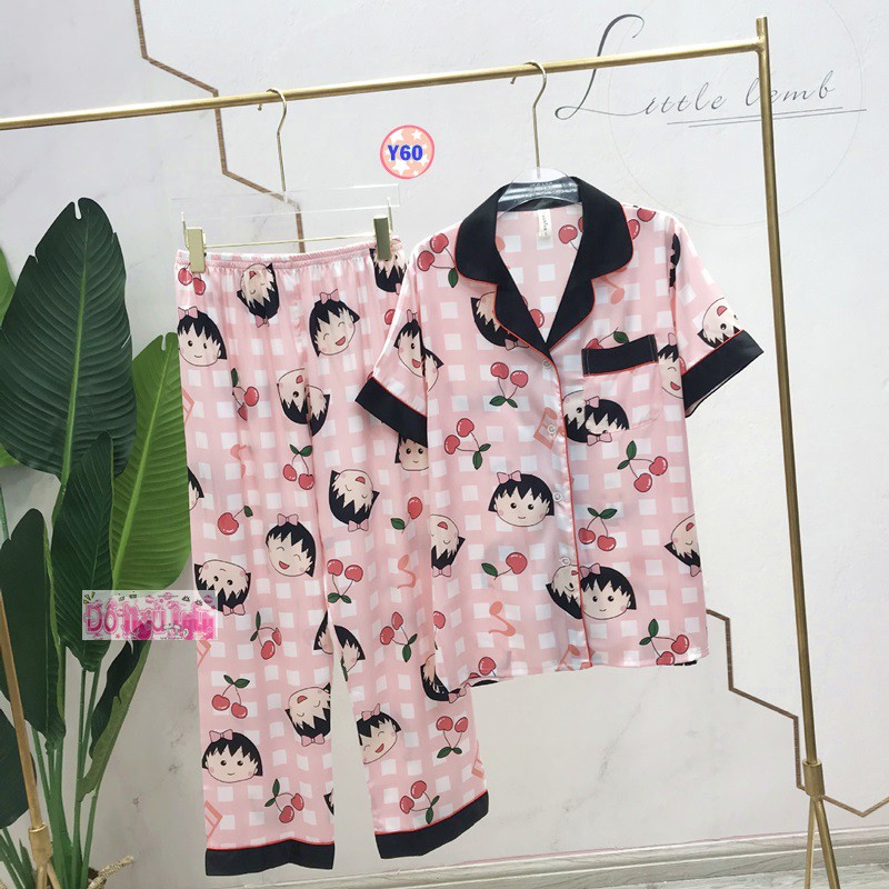 Pijama Lụa Cộc Tay Quần Dài Cao Cấp Y60