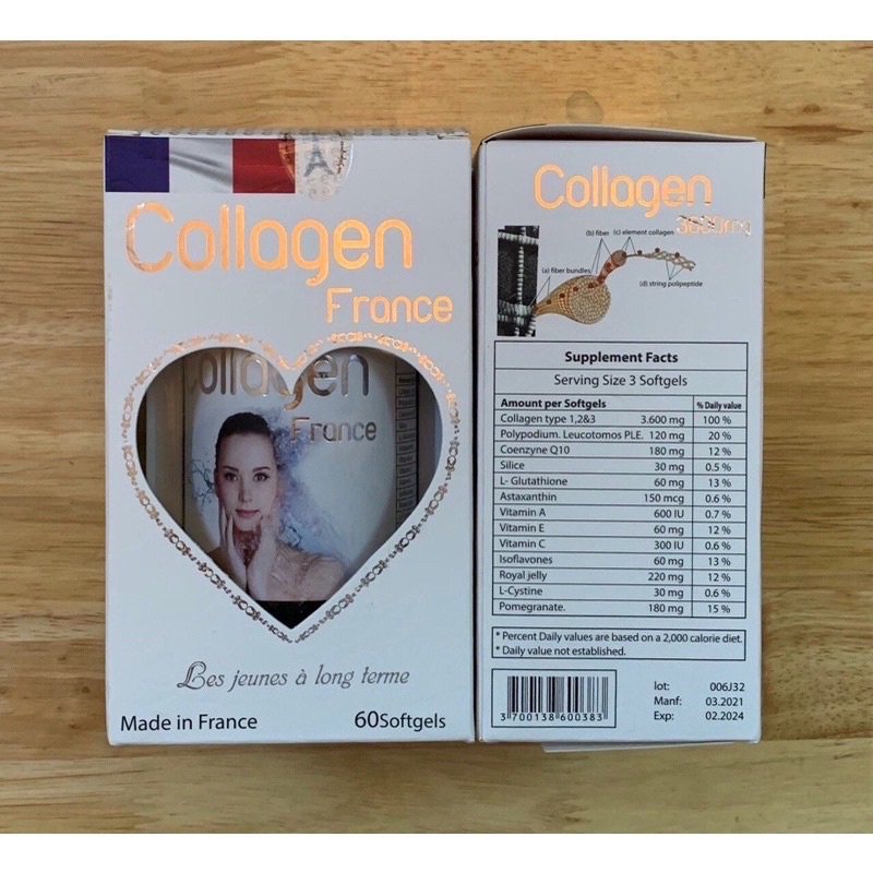 COLLAGEN France 3600mg 60 viên làm đẹp da tóc móng