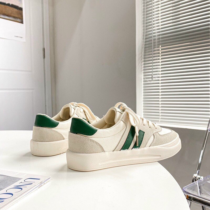 (ảnh+video) giày nữ sườn sọc phối da lộn from thể thao