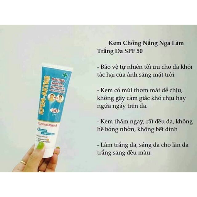Kem chống nắng nâng tone da hàng nội địa Nga
