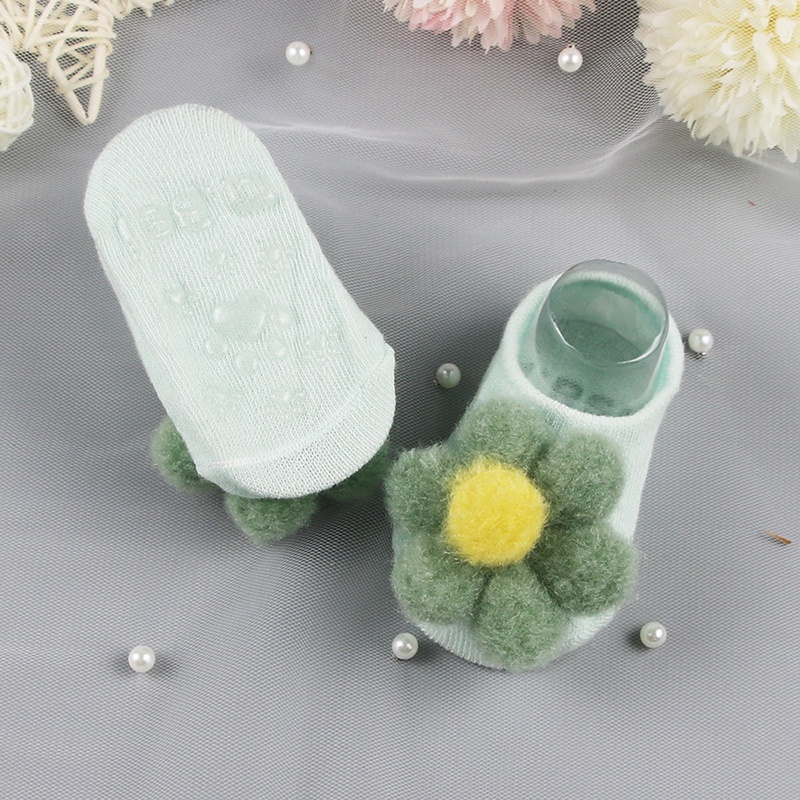 Vớ cotton cổ ngắn chống trượt đính hoa xinh xắn cho bé gái 1-3 tuổi