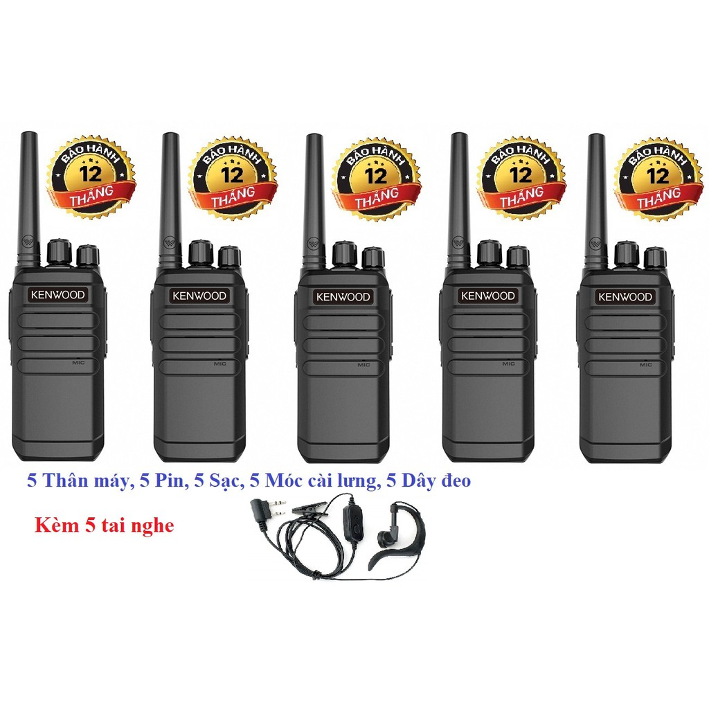 Bộ 5 Bộ đàm Kenwood TK6630 (Nhỏ gọn,Pin sử dụng trên 15 tiếng, Siêu bền bỉ, không lo bảo hành, cự ly liên lạc xa)