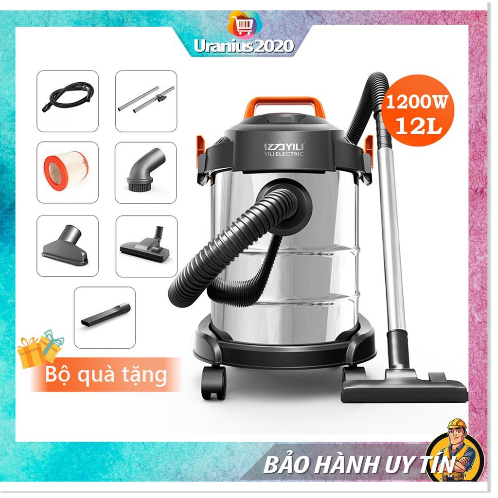 Máy hút bụi công nghiệp, Máy hút bụi YILI ELICTRIC cao cấp với công suất lên tới 1200W, chứa được 12L nước [BH 1 NĂM]