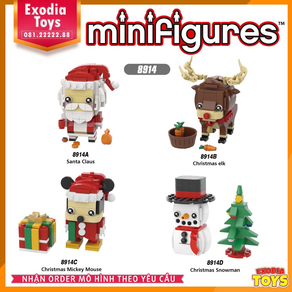 Xếp hình Brickheadz nhân vật đón Lễ Giáng Sinh Christmas - Đồ Chơi Lắp Ghép Sáng Tạo - X8914