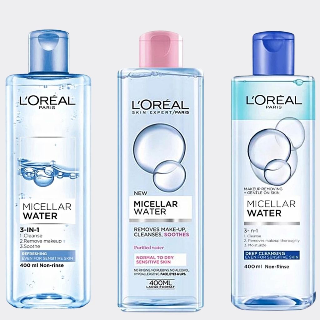 Nước Tẩy Trang L'Oreal Paris 3-in-1-Loreal Micellar Water 400 Ml-Da Dầu,Da Nhạy Cảm,Da Khô.Sạch Sâu,Tươi Mát,Dưỡng Ẩm.