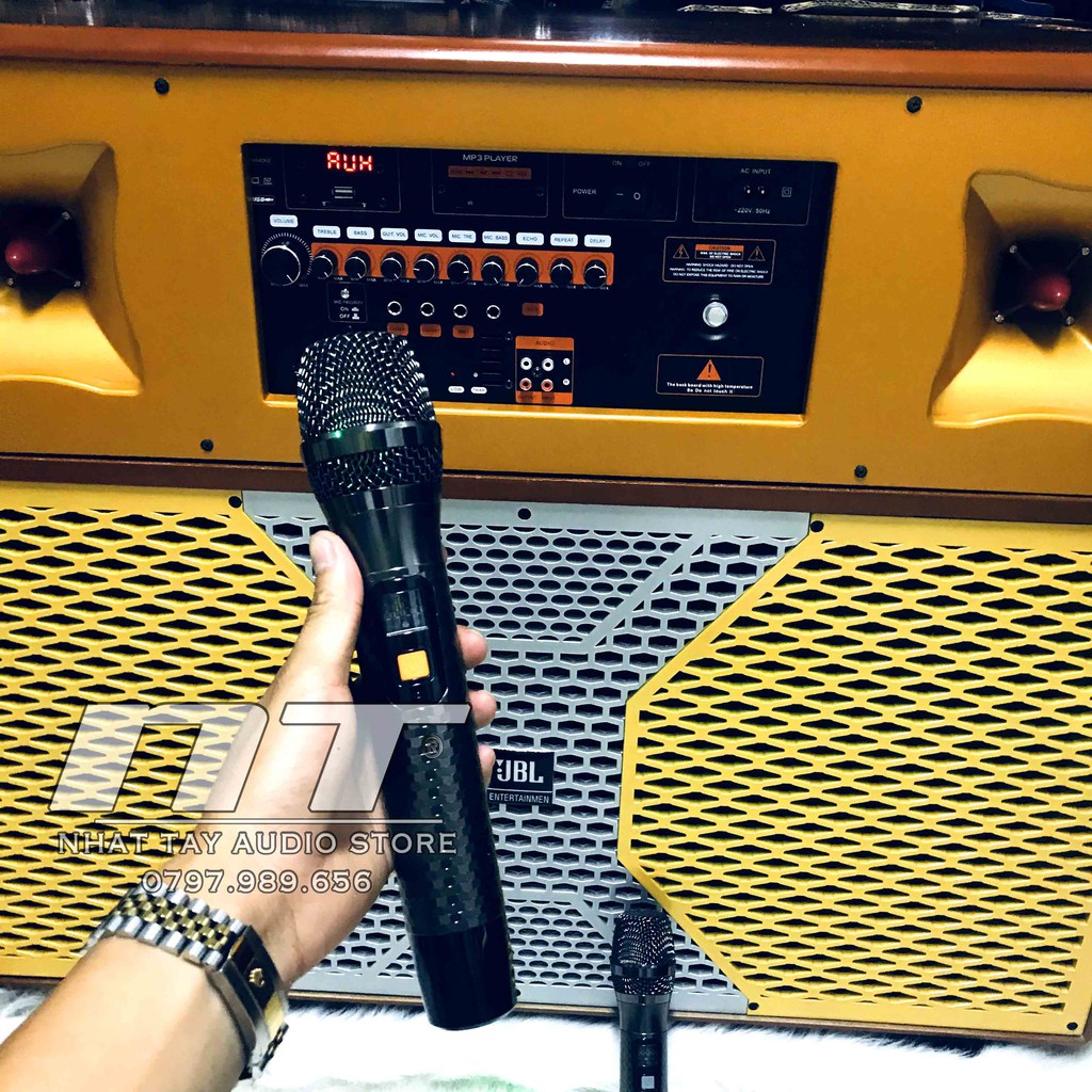 [ Gổ cao cấp ]Thùng loa kéo karaoke di động công suất lớn JBL 1203 - 2 bass 4 tấc đôi [ Có video test loa chi tiết ]