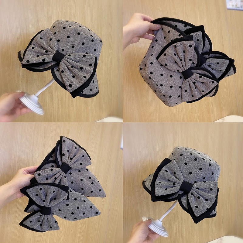 Nón Tai Bèo Vải Cotton Họa Tiết Chấm Bi Dễ Thương