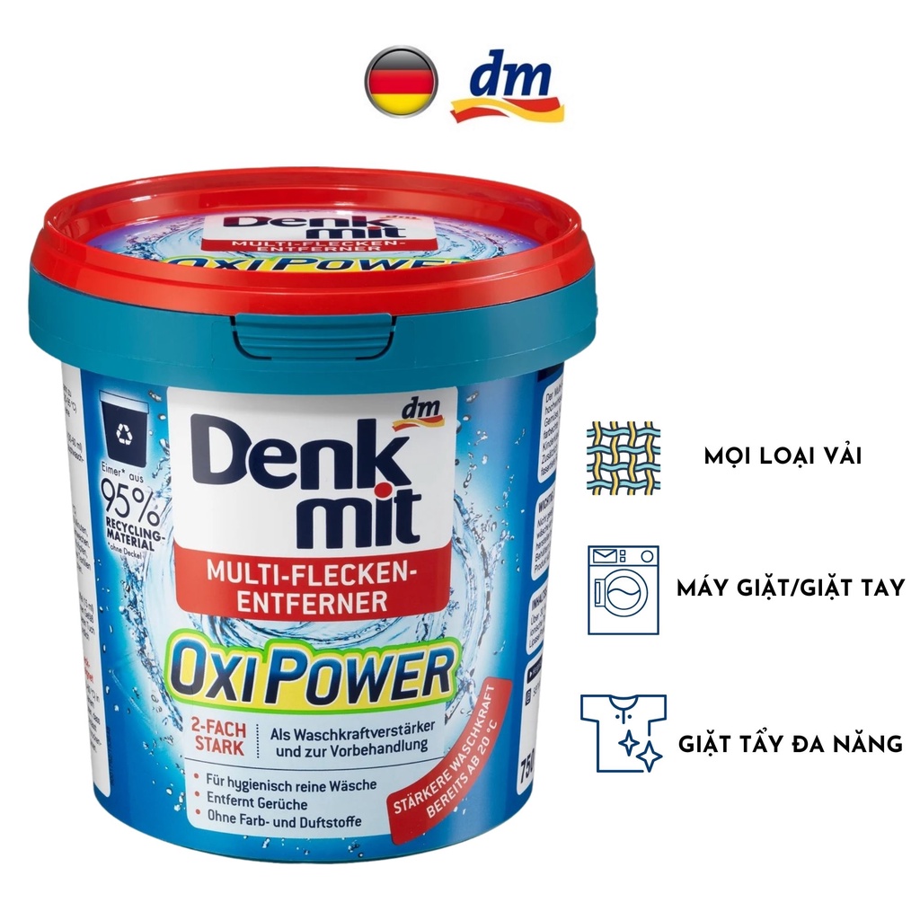 Denkmit - Bột giặt tẩy đa năng loại bỏ các vết bẩn cứng đầu trên quần áo, vỏ bọc ghế, thảm Multi Flecken Entferner 750g