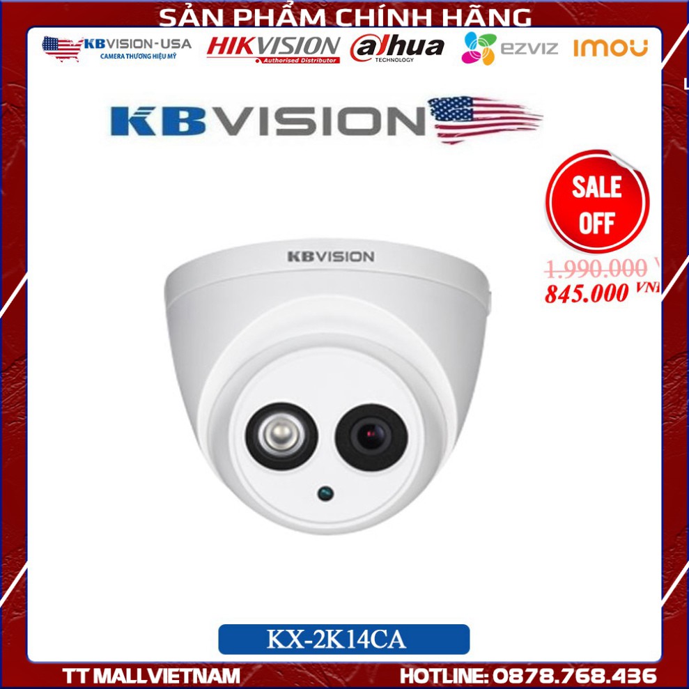 {Giá Ngon Nhất} Camera IP Dome Hồng Ngọai 4.0 Mp KBVISION KX-2K14CA