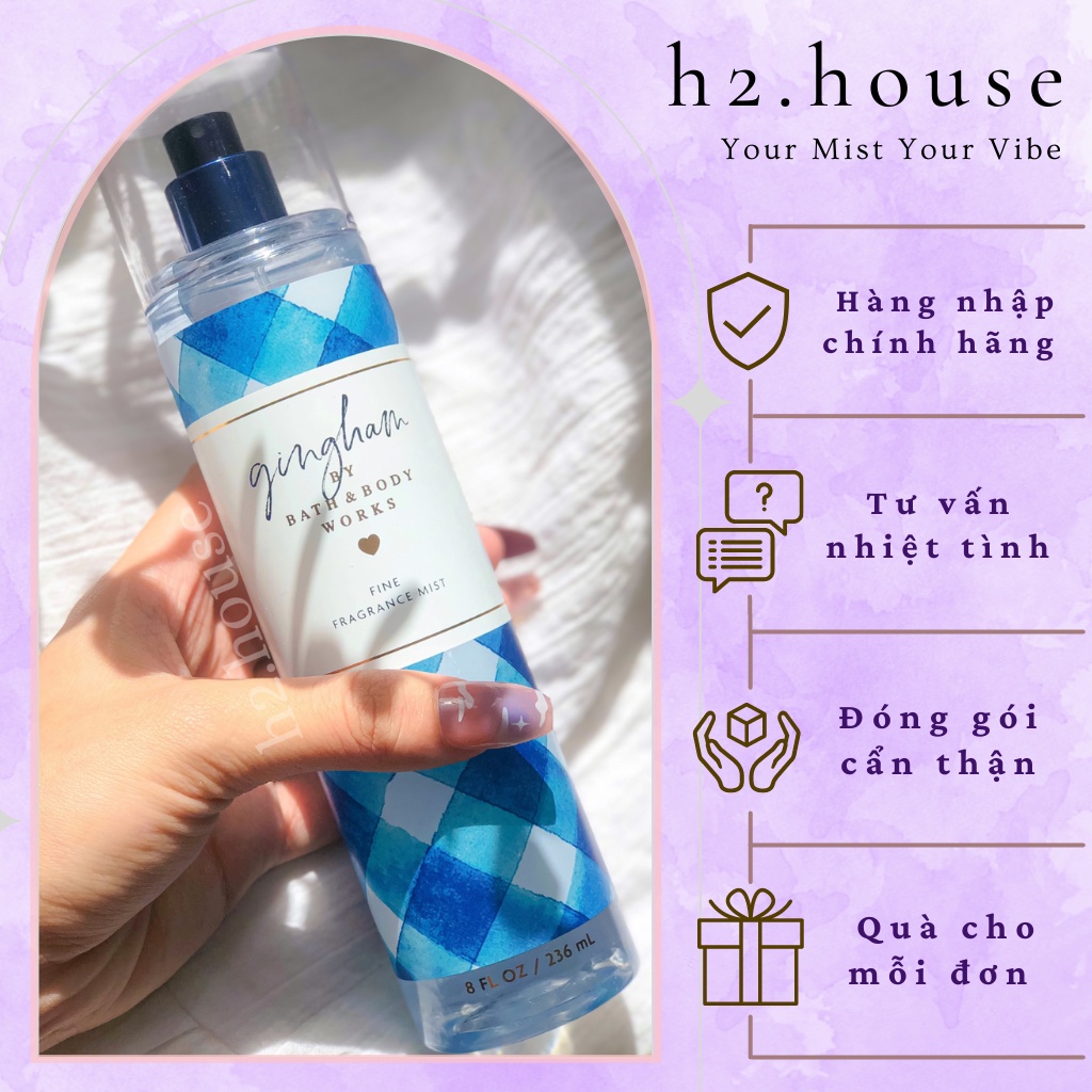Body mist Gingham, Xịt thơm toàn thân, Body mist Bath and Body Works 50ml - 236ml