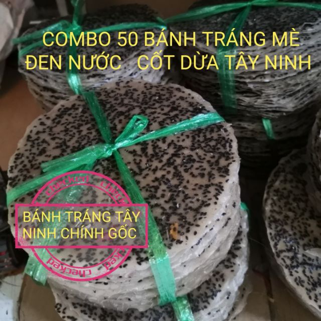 Combo 50 bánh tráng mè đen nước cốt dừa Tây Ninh loại 1500g/50 bánh