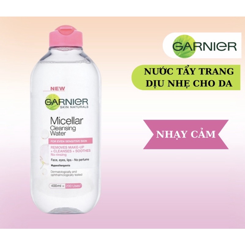 Nước Tẩy Trang Làm Sạch Sâu Micellar Garnier Hồng/ Vàng/ Xanh Skinactive Cleansing Water 400ml