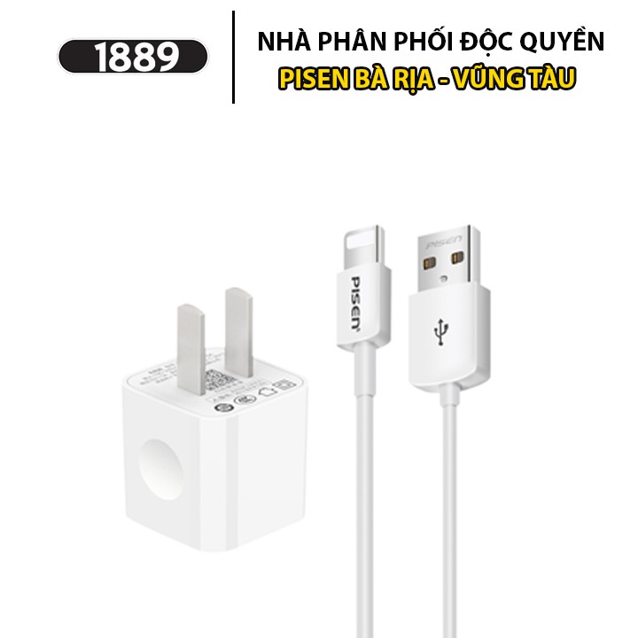 Combo Sạc Pisen I Charger 1A  (1 Củ Sạc + Cáp Sạc Nhanh Đầu USB Sang Lighting) - Bộ Sạc Nhanh Iphone 1A - TS-C051