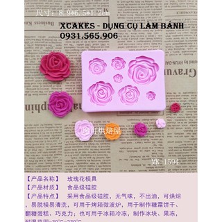 Khuôn Silicone Hoa Hồng Vĩ 7B Chữ Nhật hoa nho 2-3cm
