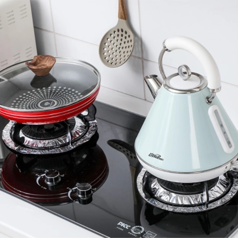 10pcs Thickened Gas Stove Oil-proof Pad Heat Resistant Aluminum Foil Cleaning Paper Kitchen Accessories