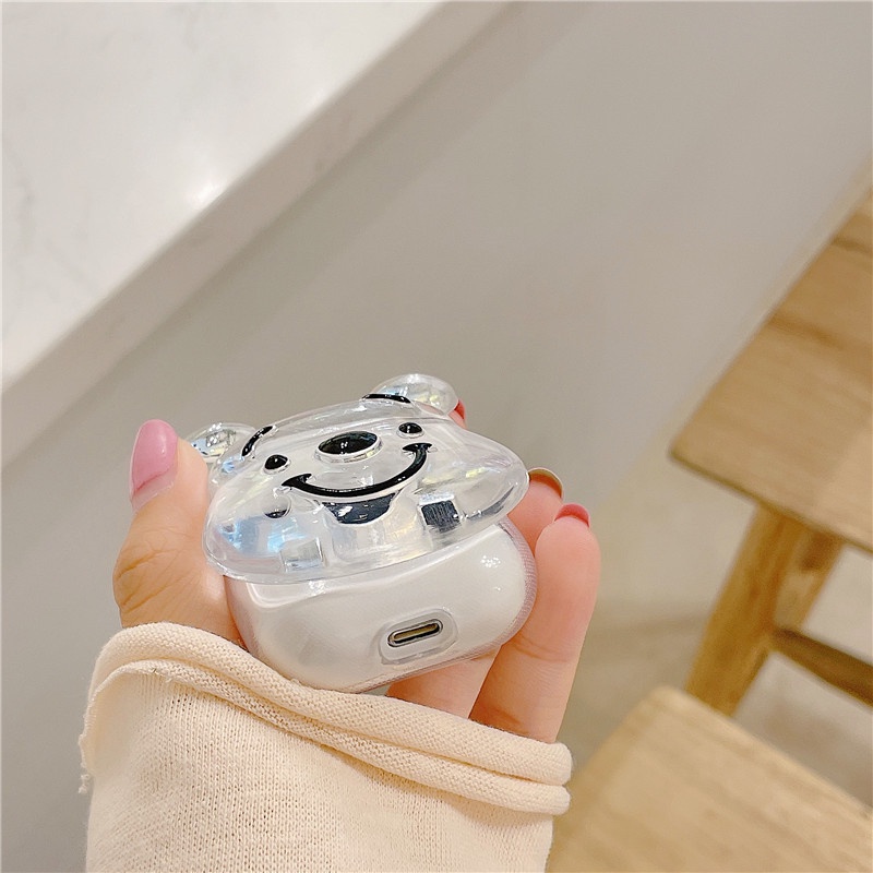 Vỏ bao đựng tại nghe airpod gắn gấu -Vỏ ốp case airpods bảo vệ bao đựng tai nghe không dây bluetooth 1/2/Pro/i12/i9/i7