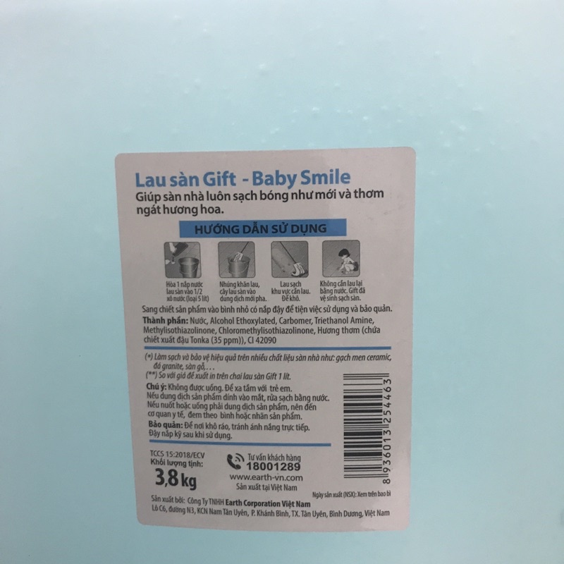 Nước Lau Sàn Hương Baby Smile Gift 3.8KG