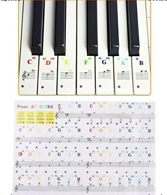 Sticker âm nhạc màu sắc dán Piano, Organ, Keyboard