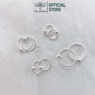 Khuyên tai bạc Tlee, bông tai tròn mix 1 bi cố định basic - TleeJewelry