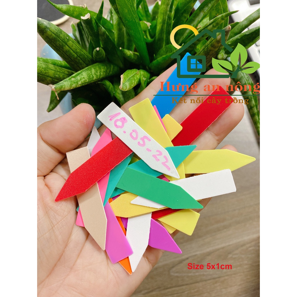 Combo 100/200/300 thẻ cắm đủ màu nhựa pp dùng ghi nhớ tên cây giống size 5x1cm