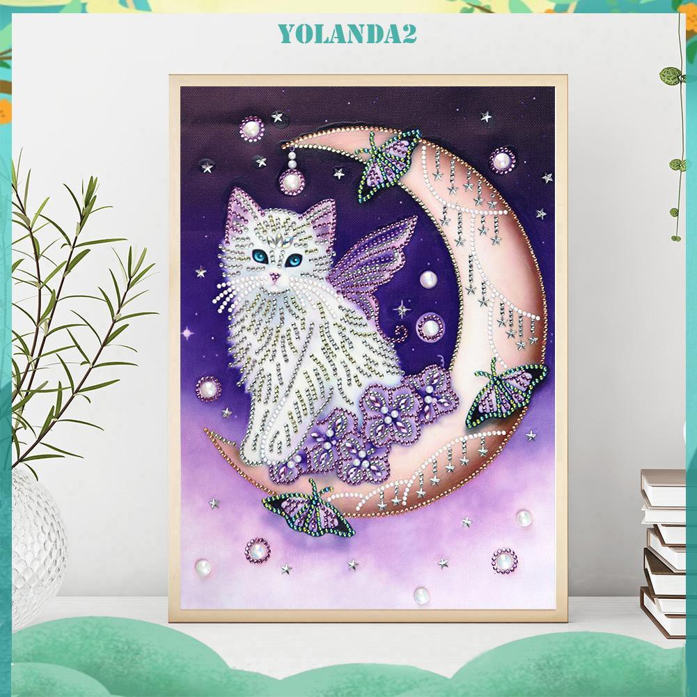 Bộ Tranh Đính Đá 5d Tự Làm Hình Chú Mèo Đáng Yêu