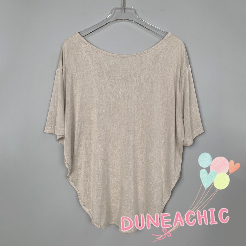 DUNEA Áo Thun Ngắn Tay Dáng Rộng Hở Lưng Gợi Cảm Dành Cho Nữ