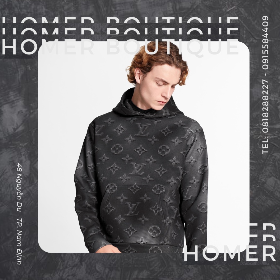 Áo Hoodie hoạ tiết in 3d rất bắt mắt chất liệu 100% Polyester Louis Vuitton Black Monogram '2054'