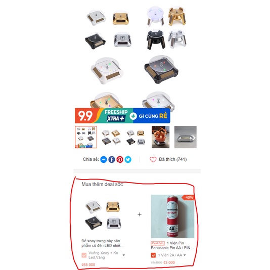Đế xoay trưng bày sản phẩm có đèn LED nhiều mẫu mã