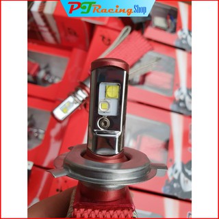 Đèn pha led t4 chân h4 4 tim râu tản nhiệt 2 màu, chip xhp70 chính hãng