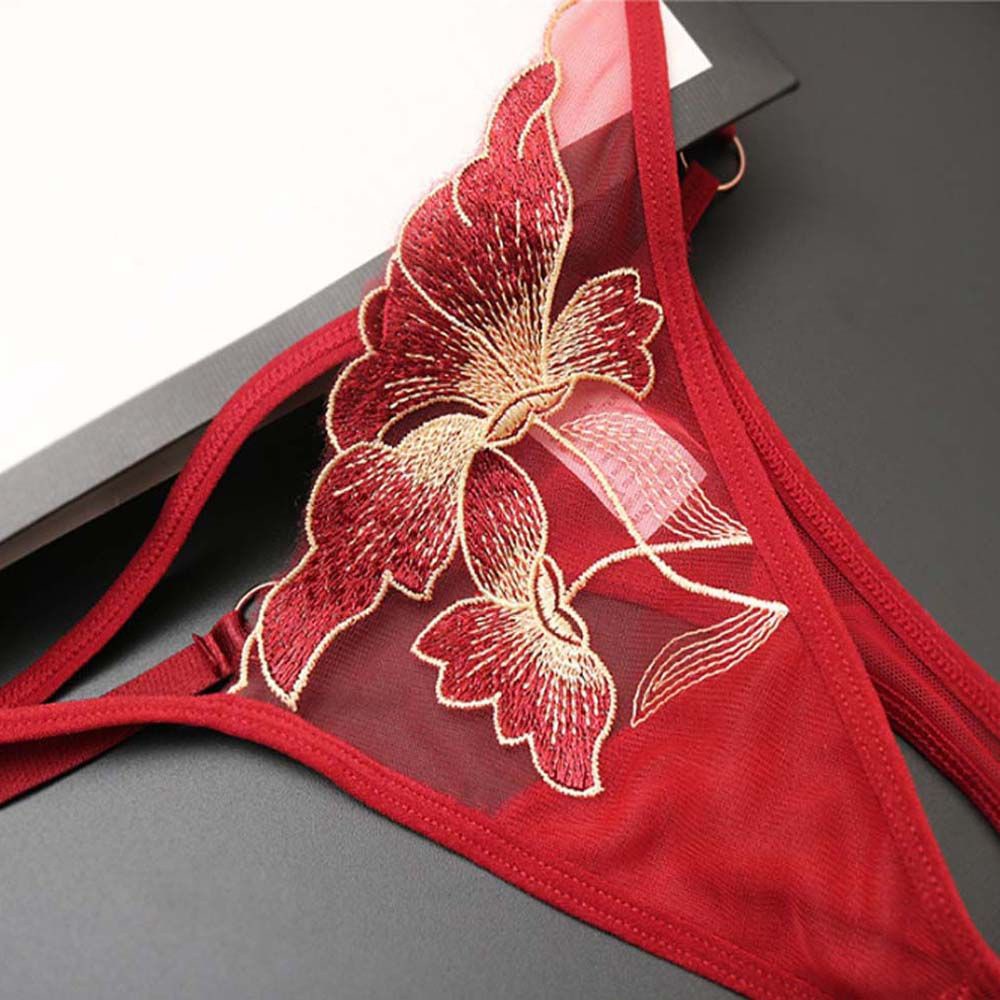 Quần Lót Lọt Khe Phối Ren Lưới Trong Suốt Thêu Hình Bướm Nhiều Màu Gợi Cảm Cho Nữ